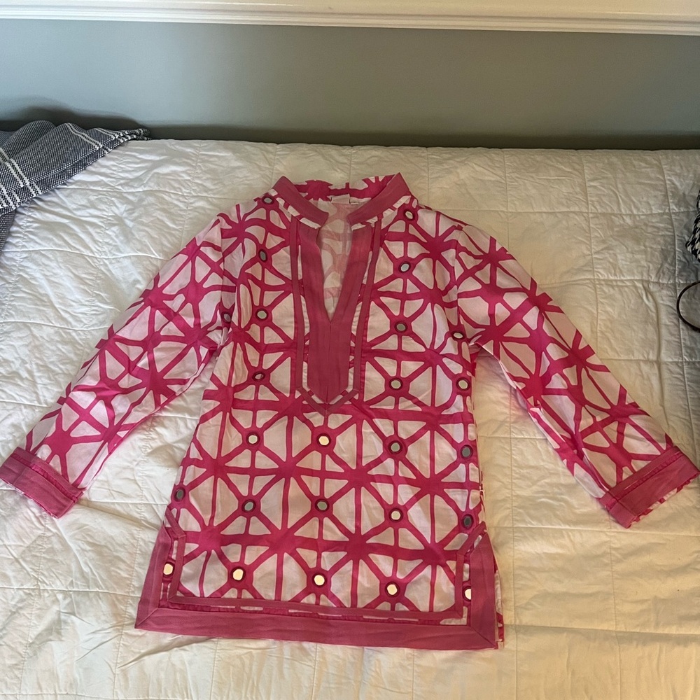 Sheridan French Classic Tunic in Hot Pink Mirror Tile